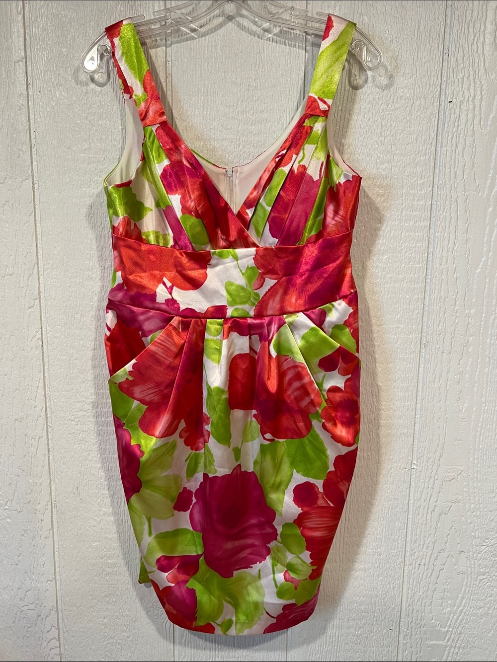 B Darlin Pink & Green Floral V-Neck Mini Dress